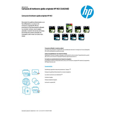 Cartuccia Inkjet HP 963 giallo  3JA25AE